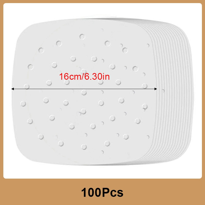 50pcs Air Fryer Disposable Paper Liner Non-Stick Mat Steamer Round Paper Baking Mats Kitchen AirFryer Tools Baking Accessories