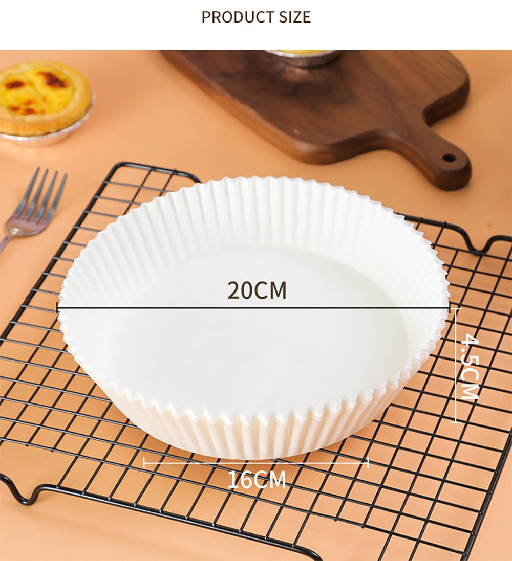 50pcs Air Fryer Disposable Paper Liner Non-Stick Mat Steamer Round Paper Baking Mats Kitchen AirFryer Tools Baking Accessories